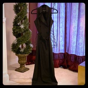 George Simonton Black Sleeveless Tuxedo Style Maxi